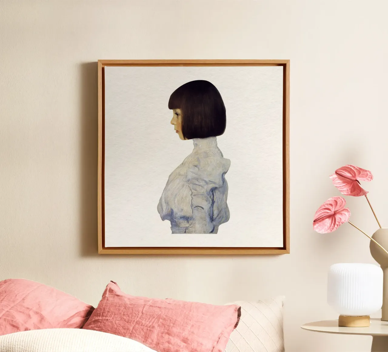 Klimt's "Helene Klimt" - Modernist, Profile Portrait, Minima canvas with Floater frame by ClubArt