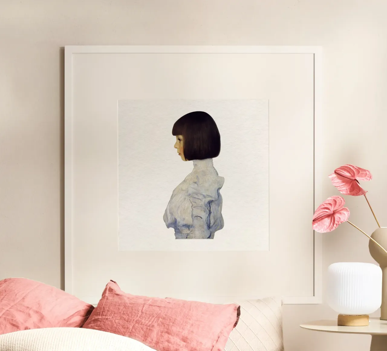 "Helene Klimt" di Klimt - Modernista, ritratto di profilo, minimalista poster da ClubArt