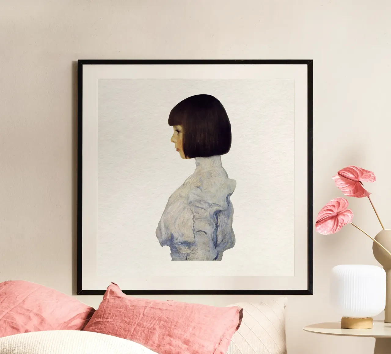 "Helene Klimt" di Klimt - Modernista, ritratto di profilo, minimalista poster da ClubArt