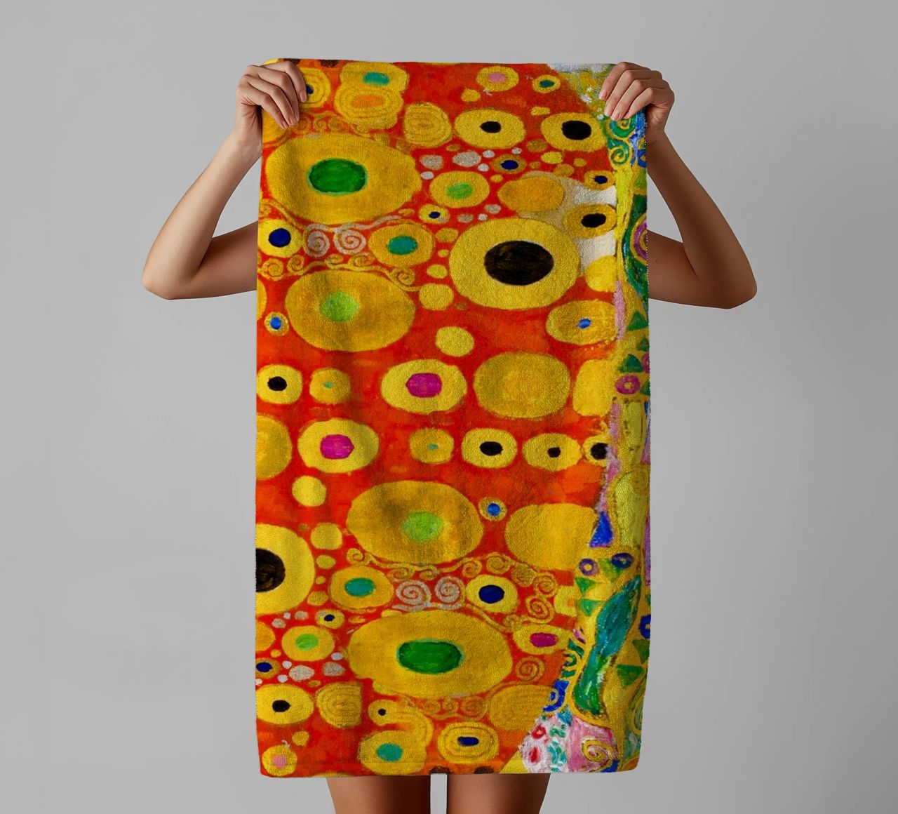 Klimt's "Hope II" Abstract - Golden Age, Vibrant Pattern, Ma towel by ClubArt