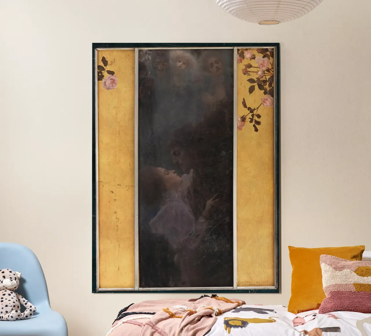 La "Liebe" di Klimt - Simbolismo, primo romanticismo, oro mistico Ar poster con telaio in plastica da ClubArt