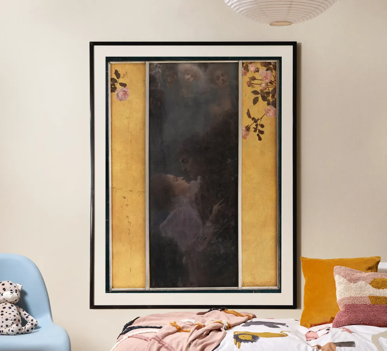 La "Liebe" di Klimt - Simbolismo, primo romanticismo, oro mistico Ar poster con telaio in plastica da ClubArt
