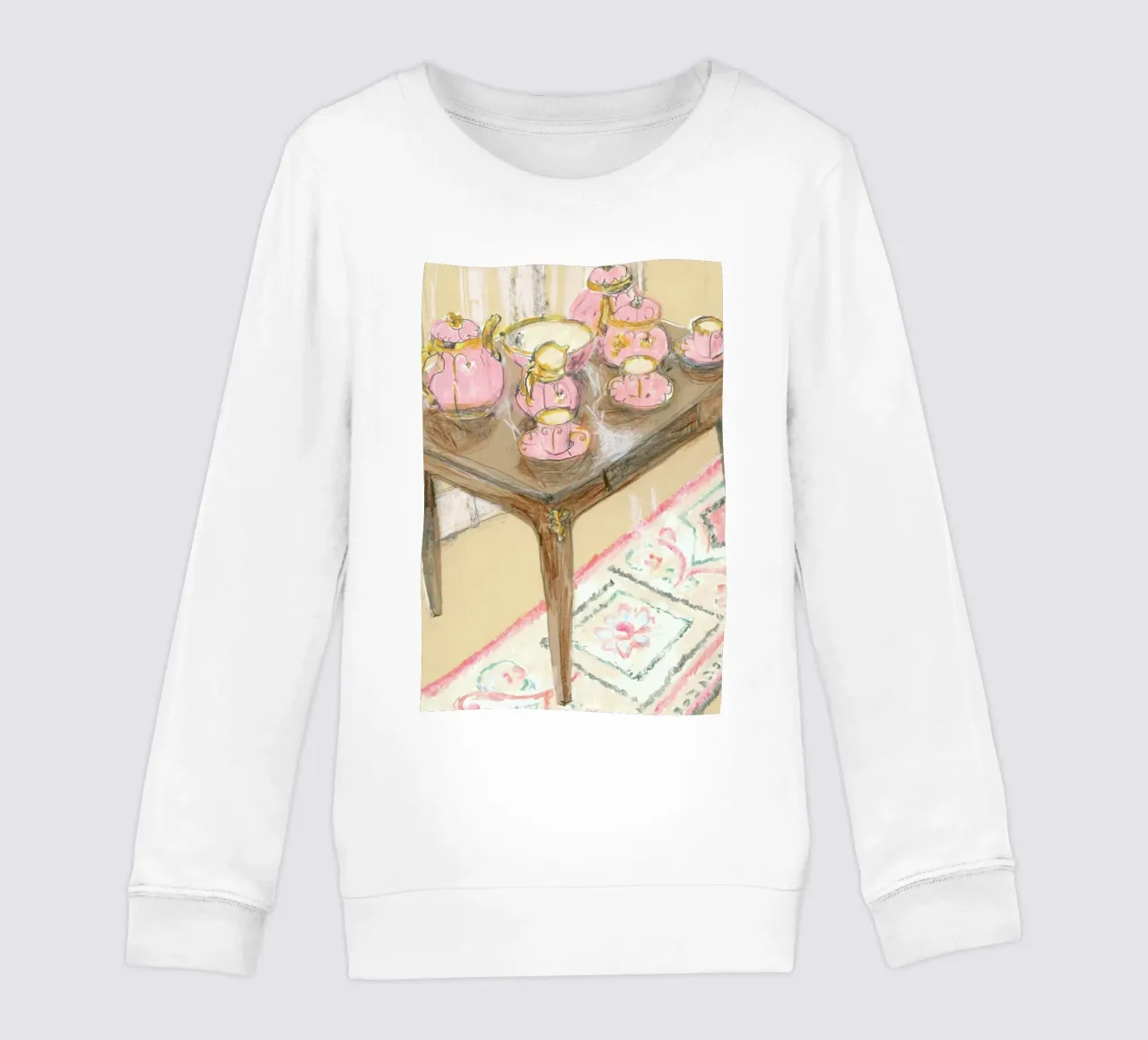 Pink Coffee Set kids sweatshirt by Stars Above Us