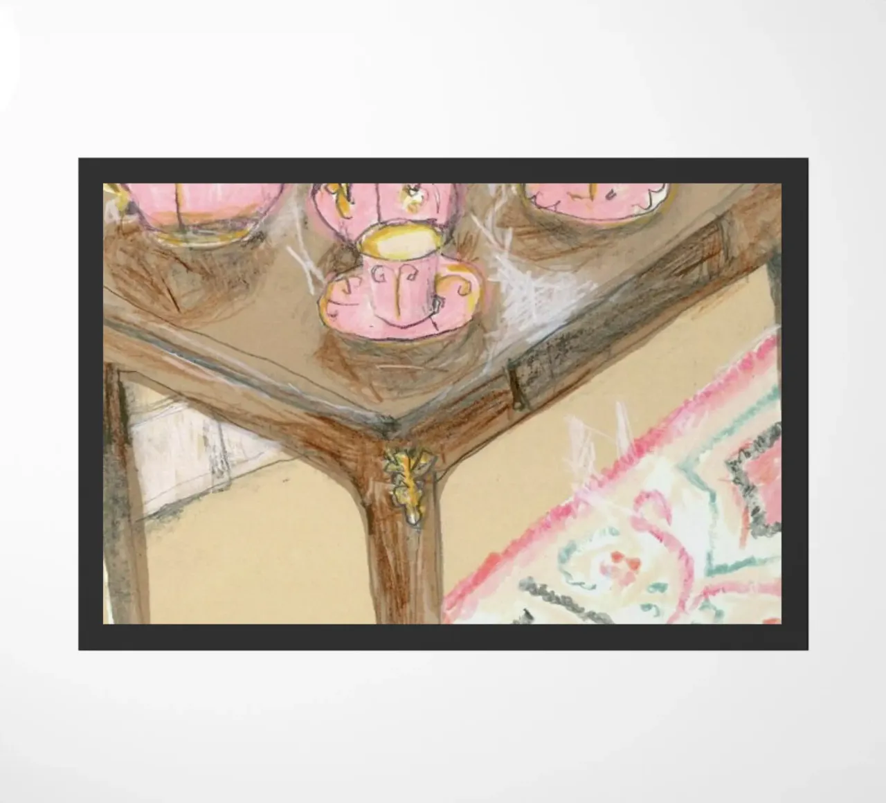 Pink Coffee Set doormat by Stars Above Us