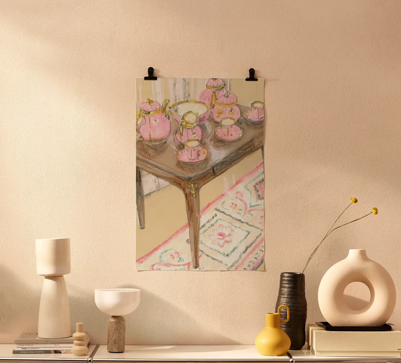 Pink Coffee Set poster by Stars Above Us
