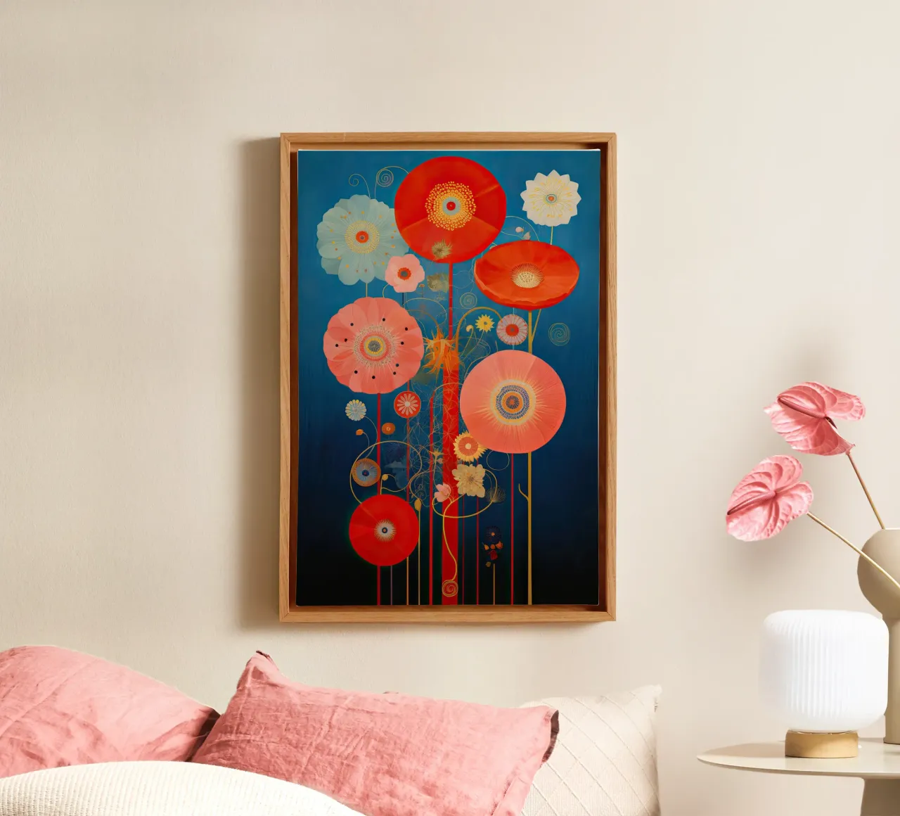 Klaprozen abstract canvas with Floater frame by Imagine