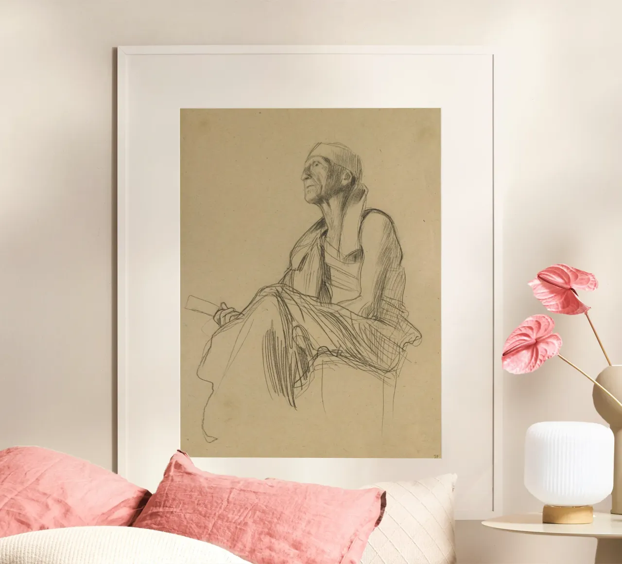 Klimts "Sitzender Mann" - Figurative Zeichnung, expressive Studie Poster von ClubArt