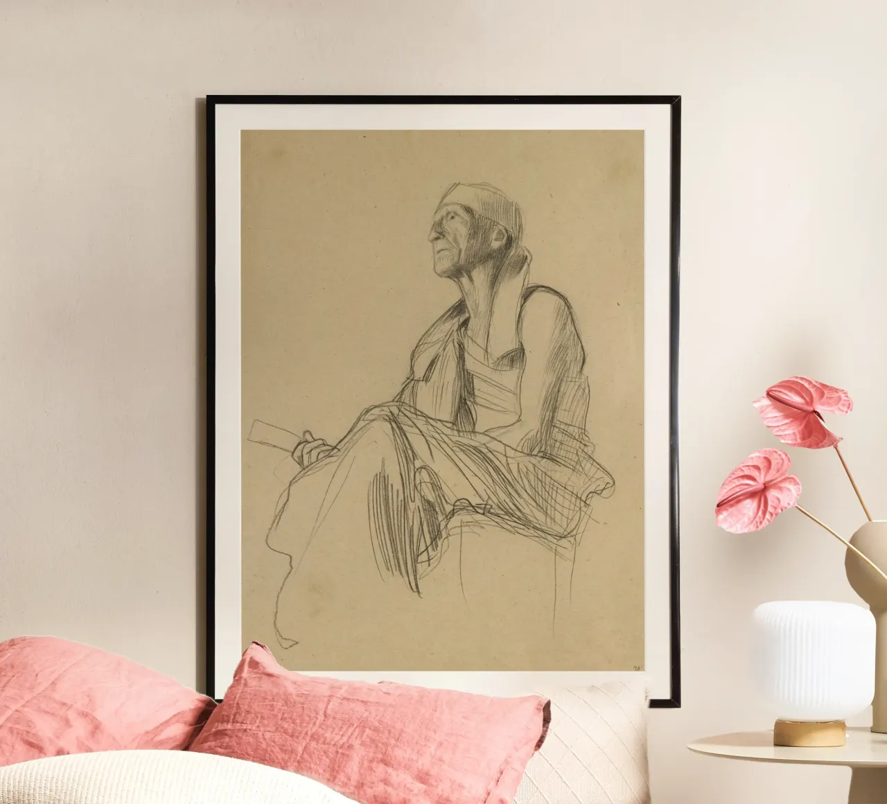 Klimts "Sitzender Mann" - Figurative Zeichnung, expressive Studie Poster von ClubArt