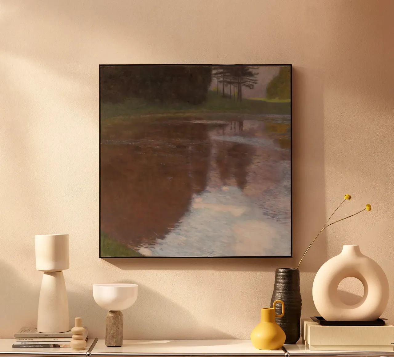 Lo "Stagno tranquillo" di Klimt - Paesaggio d'atmosfera, impressionista, R alluminio dibond da ClubArt