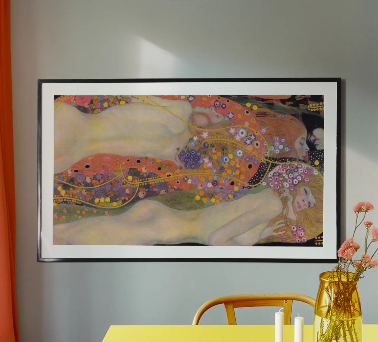 I "Serpenti d'acqua II" di Klimt - Simbolismo, etereo, Ag d'oro poster con telaio in legno da ClubArt