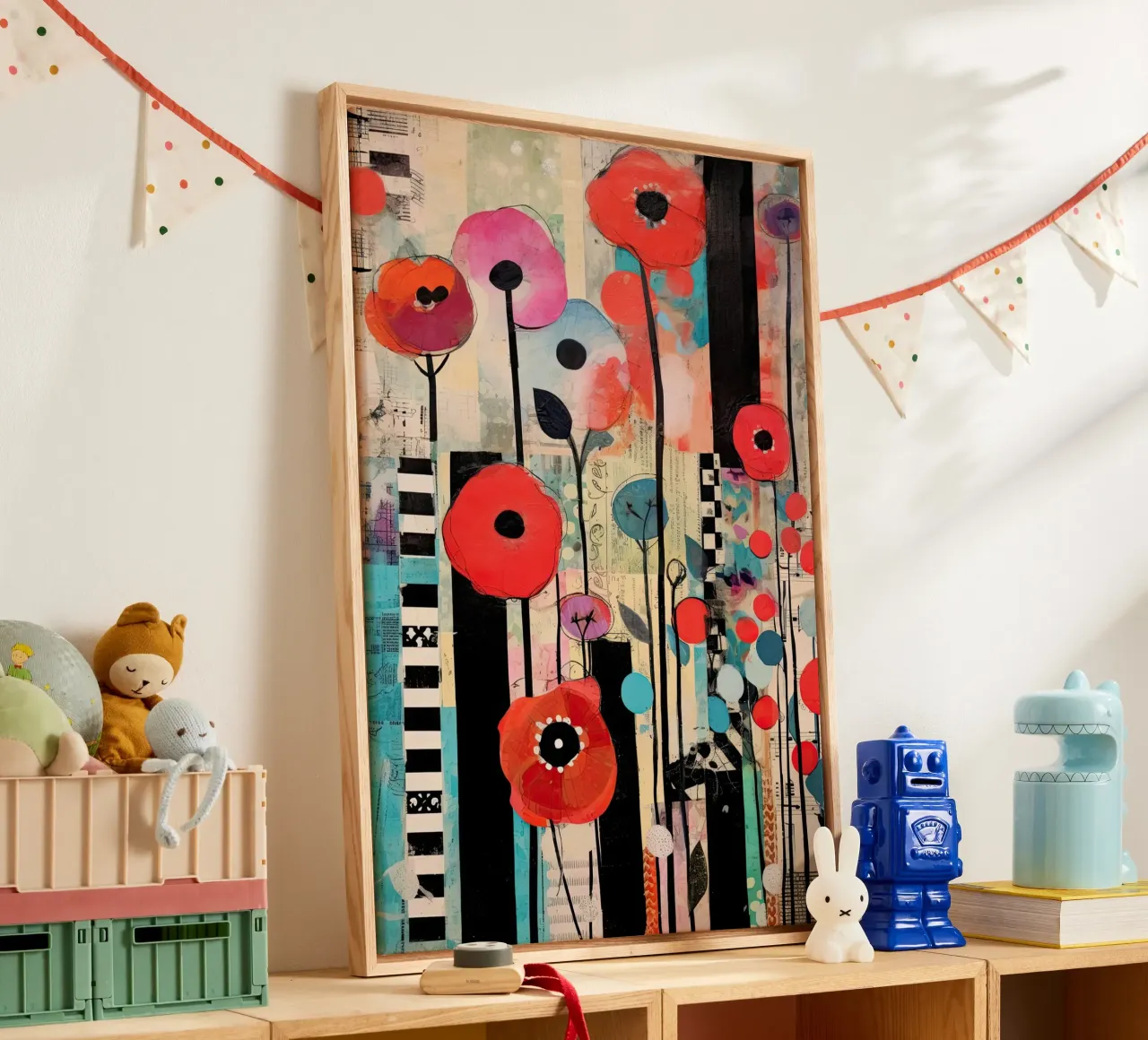 Klaprozen abstract canvas with Floater frame by Imagine