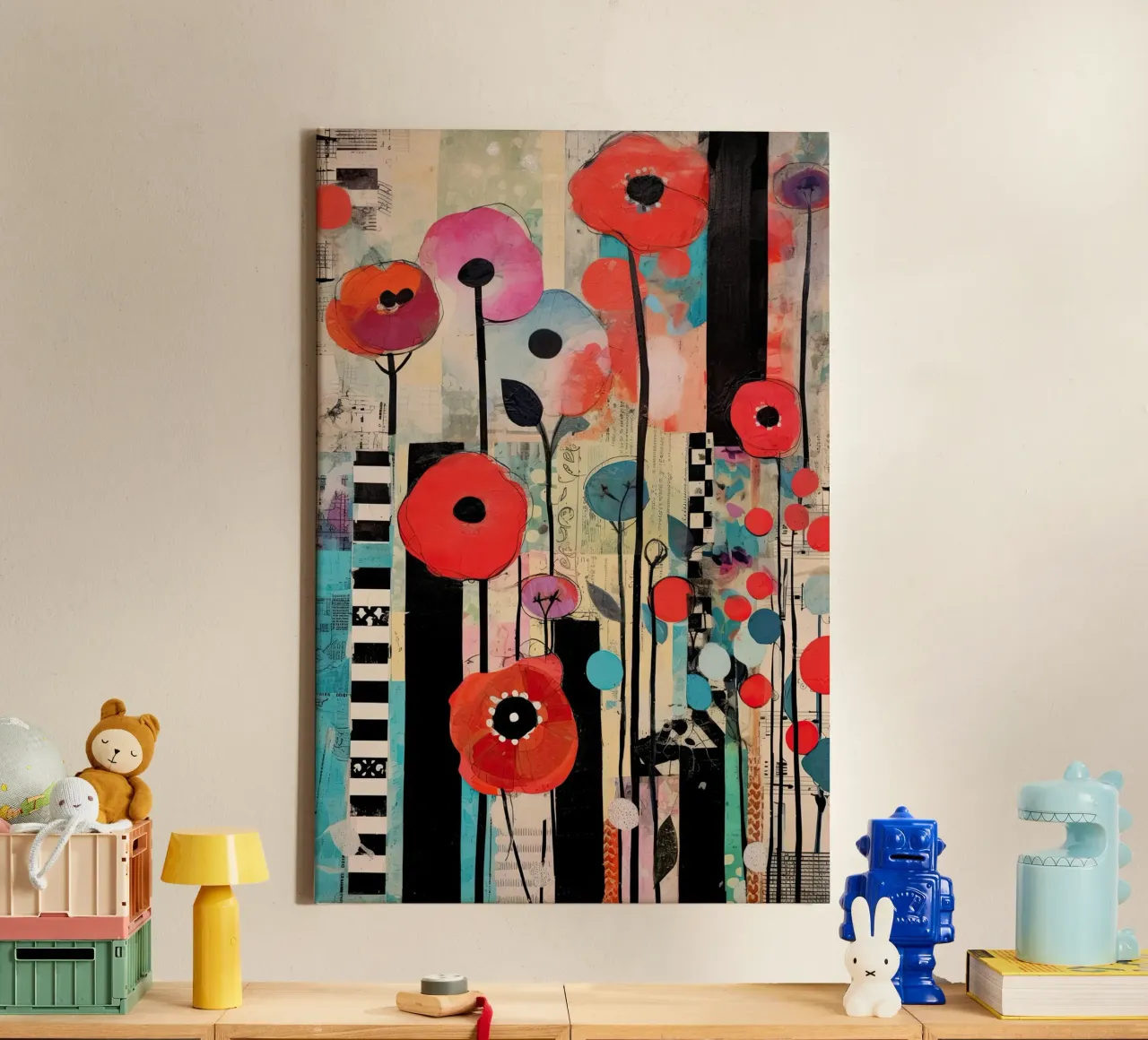 Klaprozen abstract canvas with Floater frame by Imagine