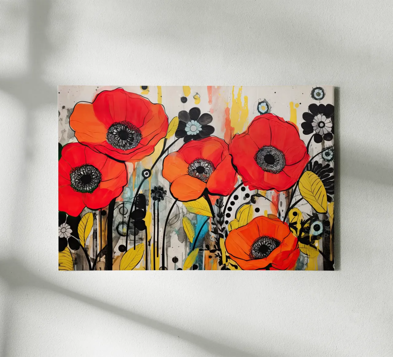 Klaproos abstract canvas with Floater frame by Imagine