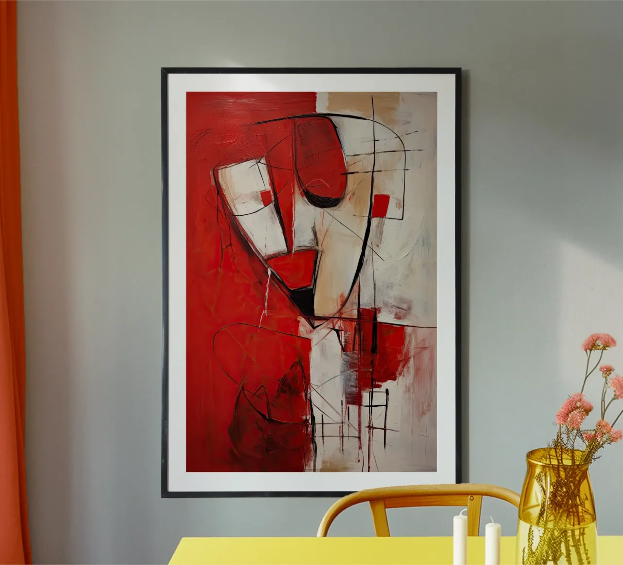 Abstract rood 2 poster van Imagine