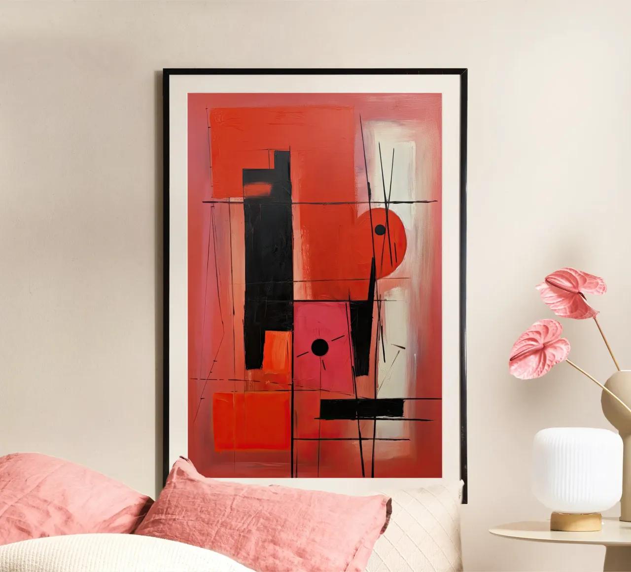 Abstract rood 3 hahnemühle by Imagine