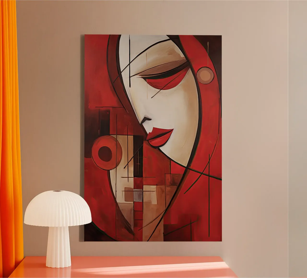 Abstract rood 4 canvas with Floater frame by Imagine