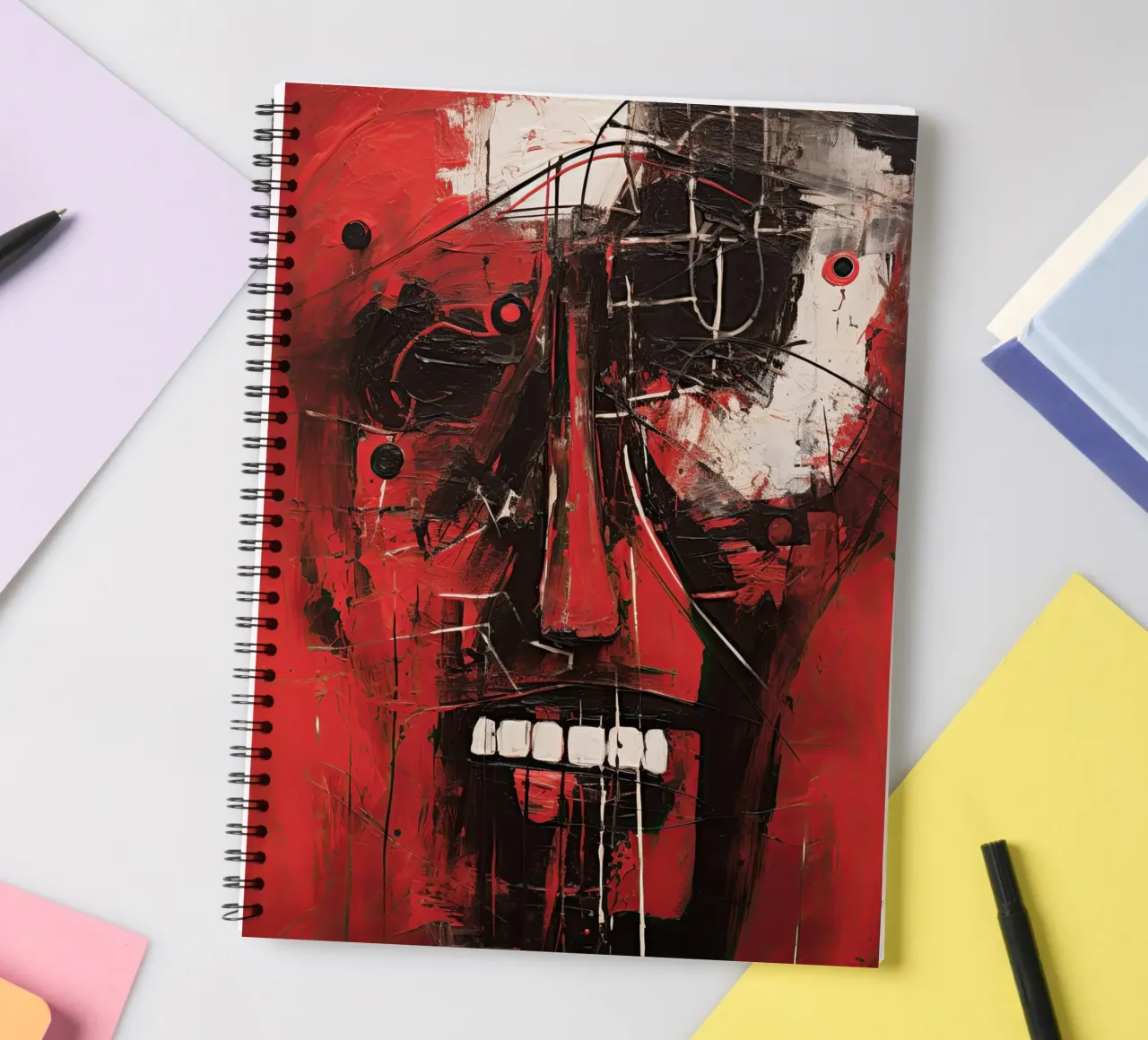 Abstract rood 5 spiral notebook by Imagine