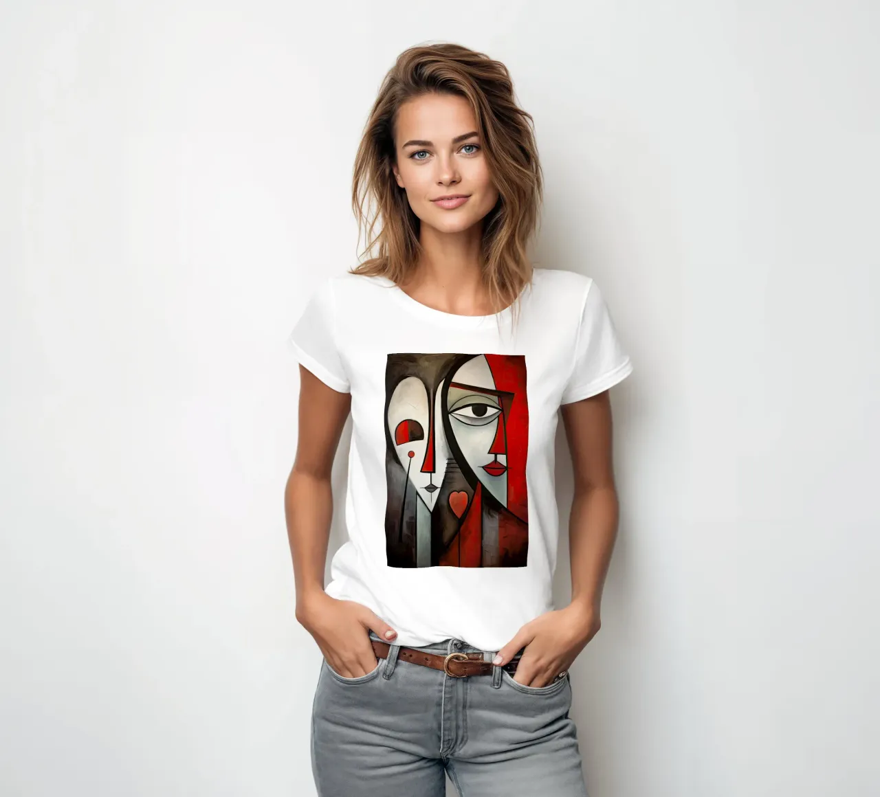 Abstract faces women's fitted t-shirt by Imagine