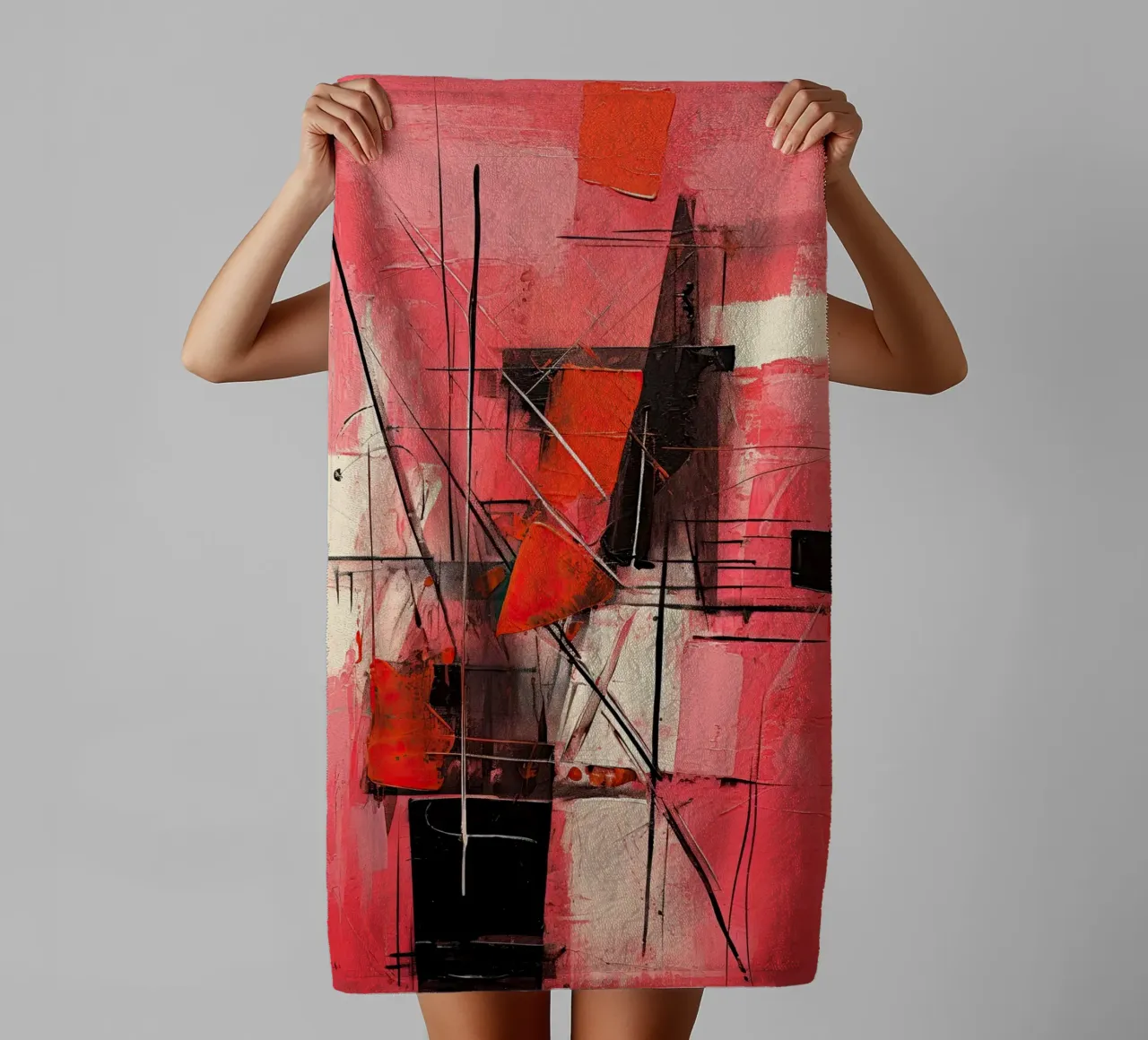 Abstract rood 8 towel by Imagine