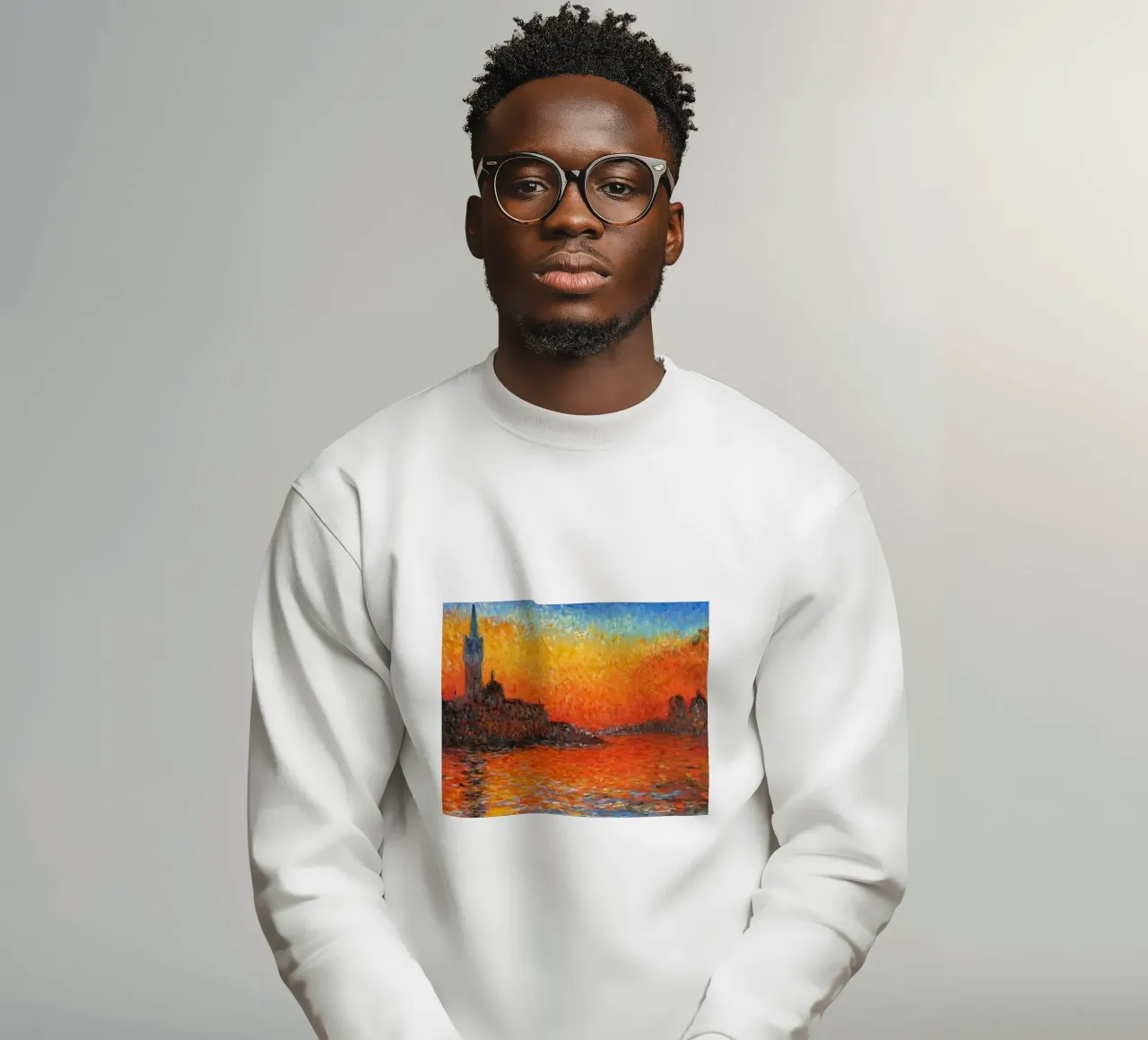 vue mercusuar coucher de soleil soir claude monet sweat de belong shop