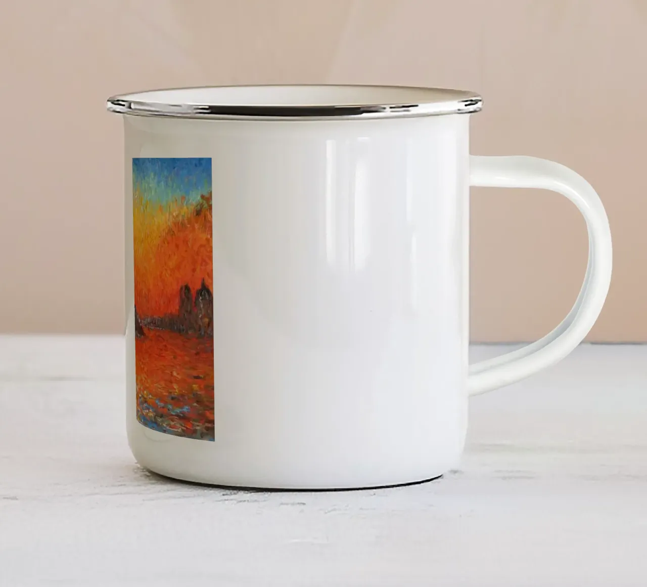 ansicht mercusuar sonnenuntergang abend claude monet Emaille Tasse von belong shop