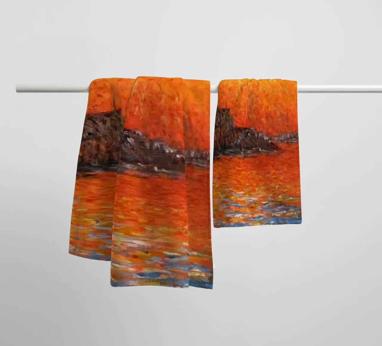 vue mercusuar coucher de soleil soir claude monet serviette de bain de belong shop