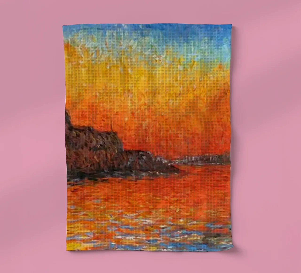 ansicht mercusuar sonnenuntergang abend claude monet Geschirrtuch von belong shop