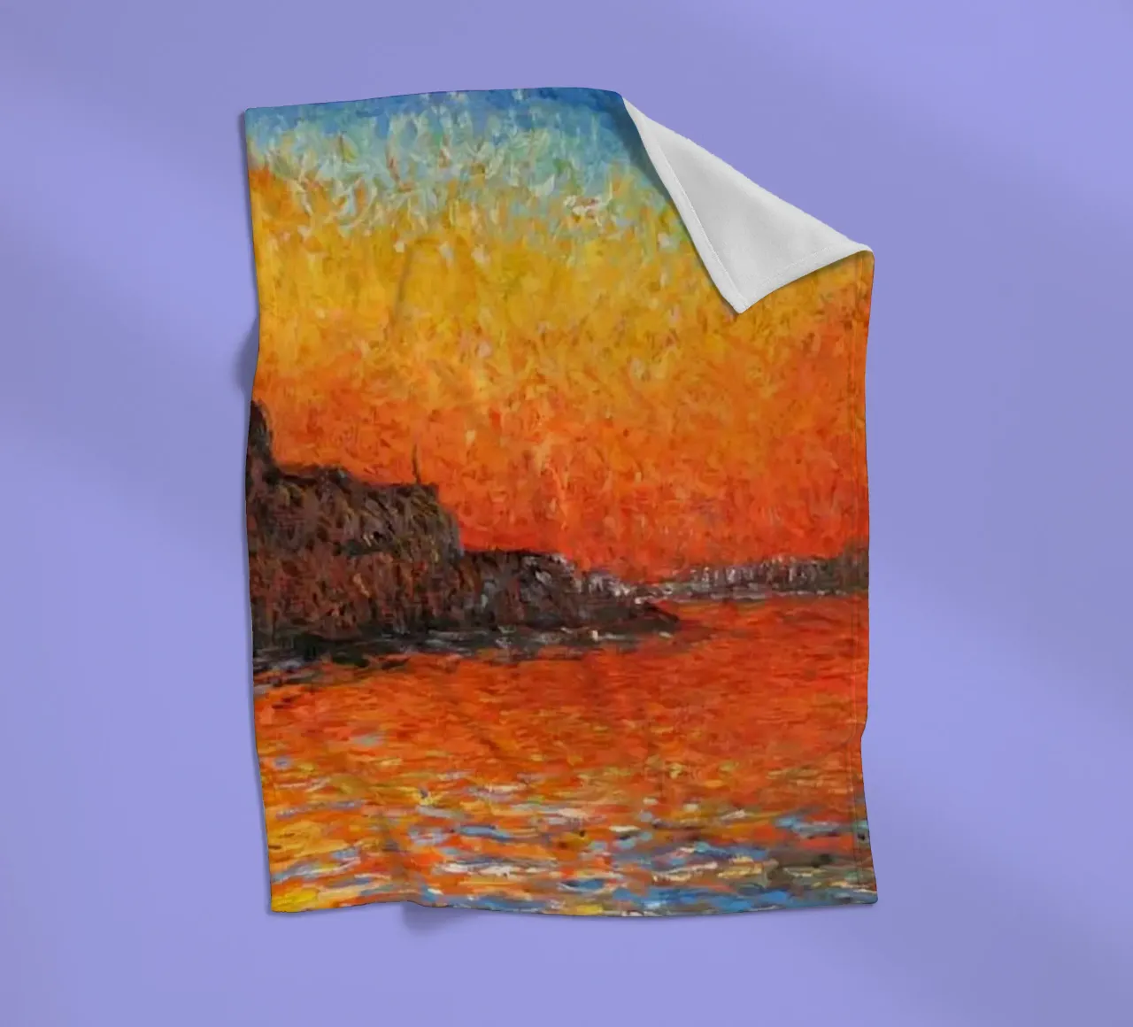 vue mercusuar coucher de soleil soir claude monet plaid polaire de belong shop