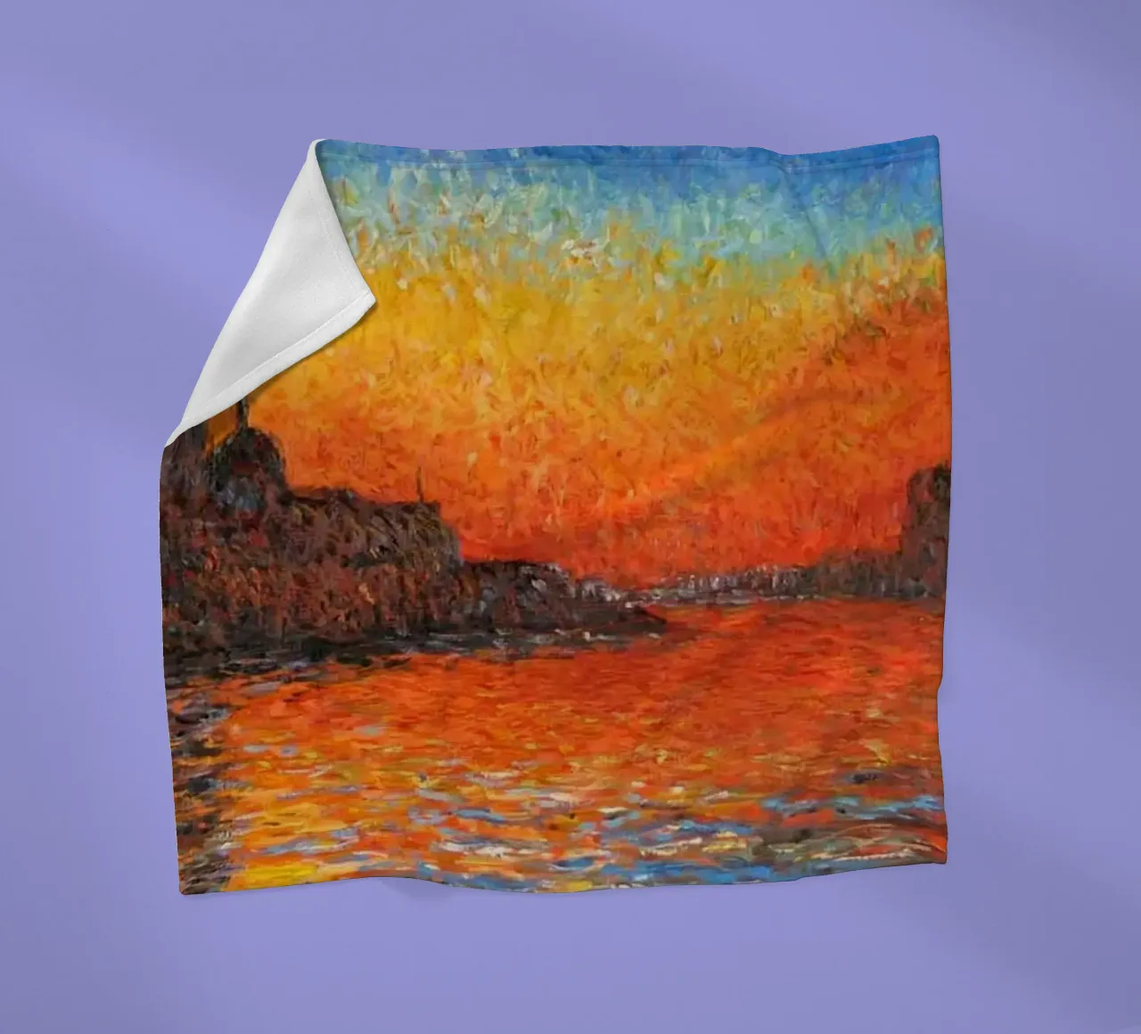 vue mercusuar coucher de soleil soir claude monet plaid polaire de belong shop