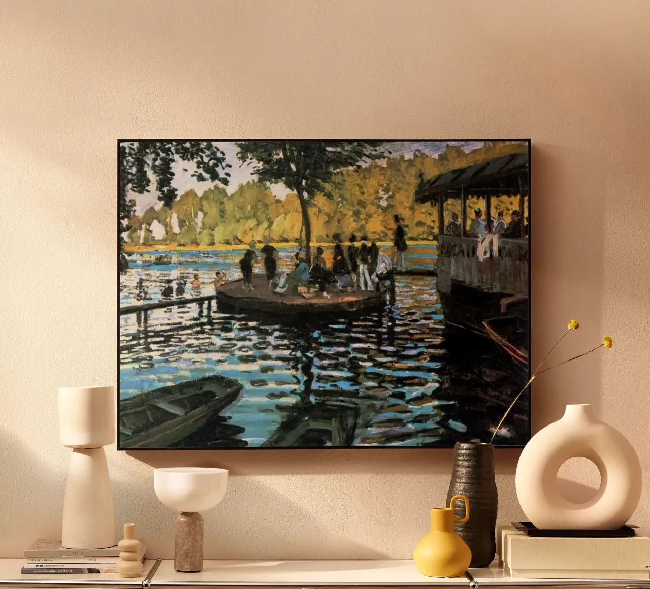 incontro sociale riflessione in riva al lago claude monet alluminio dibond da belong shop