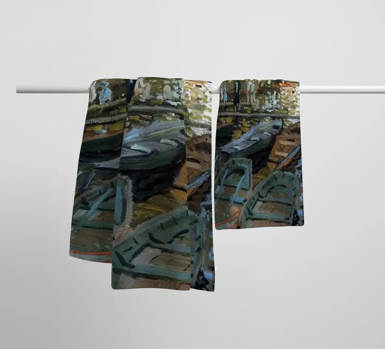 scalo in barca sulle rive del fiume claude monet asciugamano da bagno da belong shop