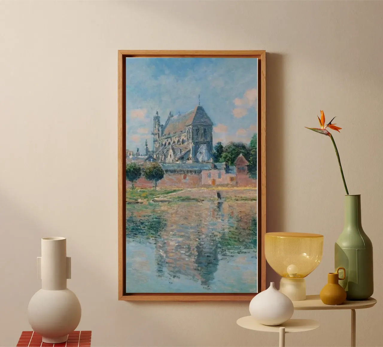 splendida villa sul lago claude monet tela con Cornice a cassetta da belong shop