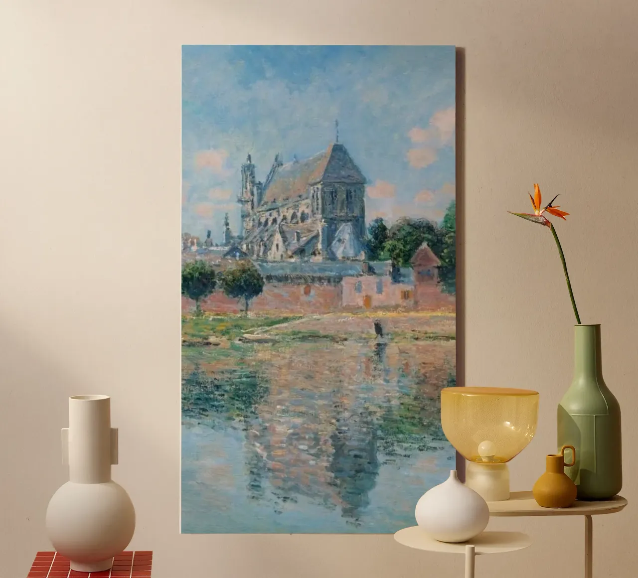 splendida villa sul lago claude monet tela con Cornice a cassetta da belong shop