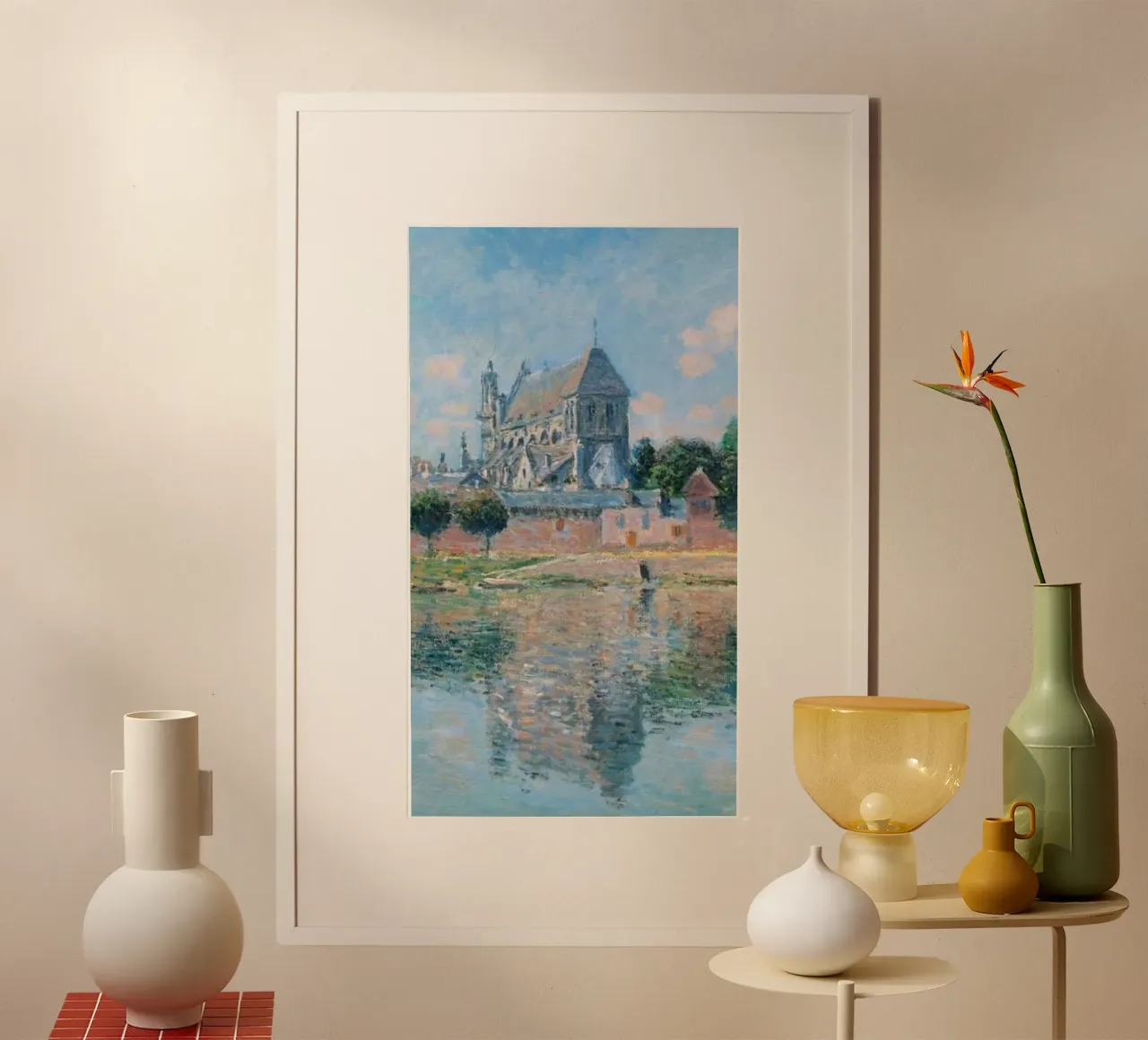 splendida villa sul lago claude monet poster con telaio in legno da belong shop