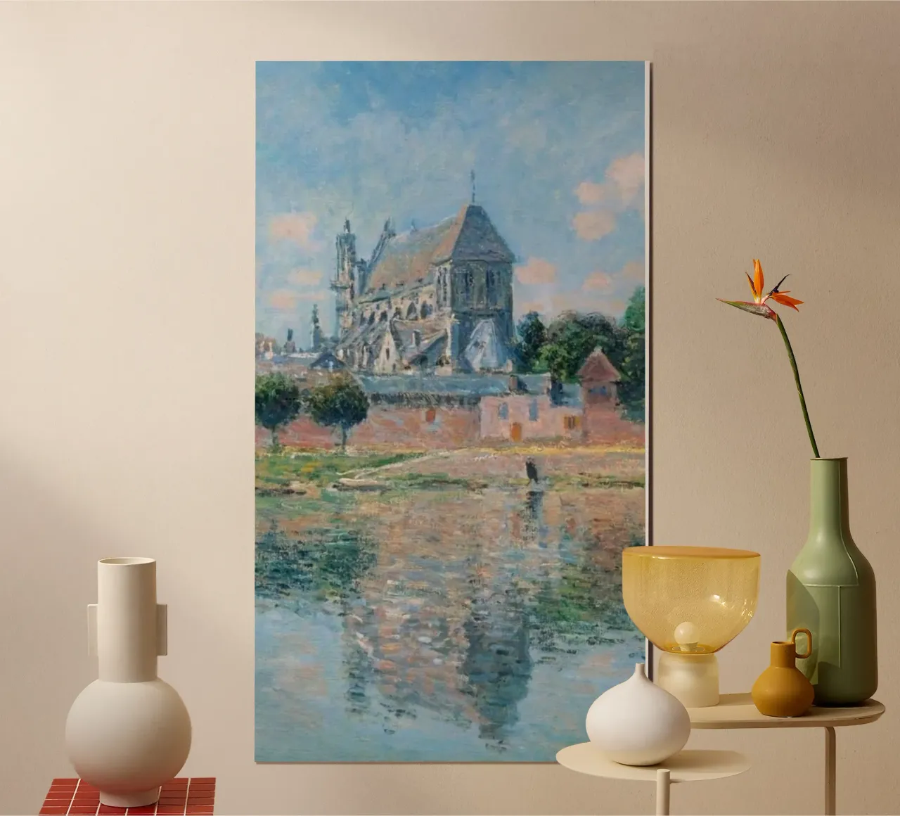 splendida villa sul lago claude monet poster con telaio in legno da belong shop