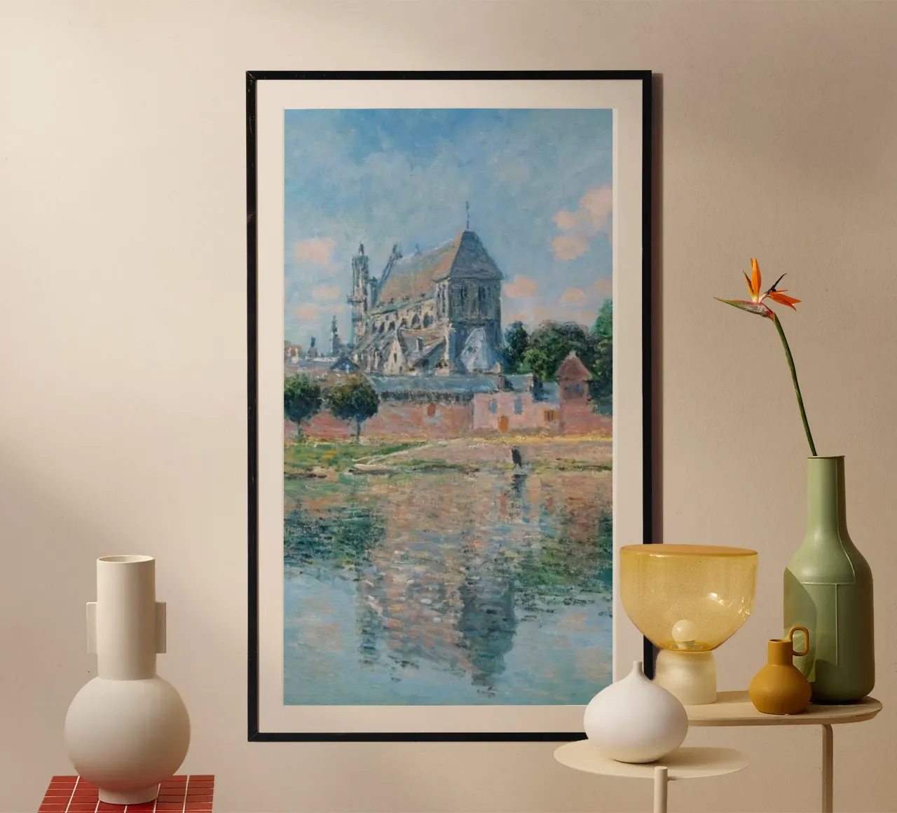splendida villa sul lago claude monet poster con telaio in legno da belong shop