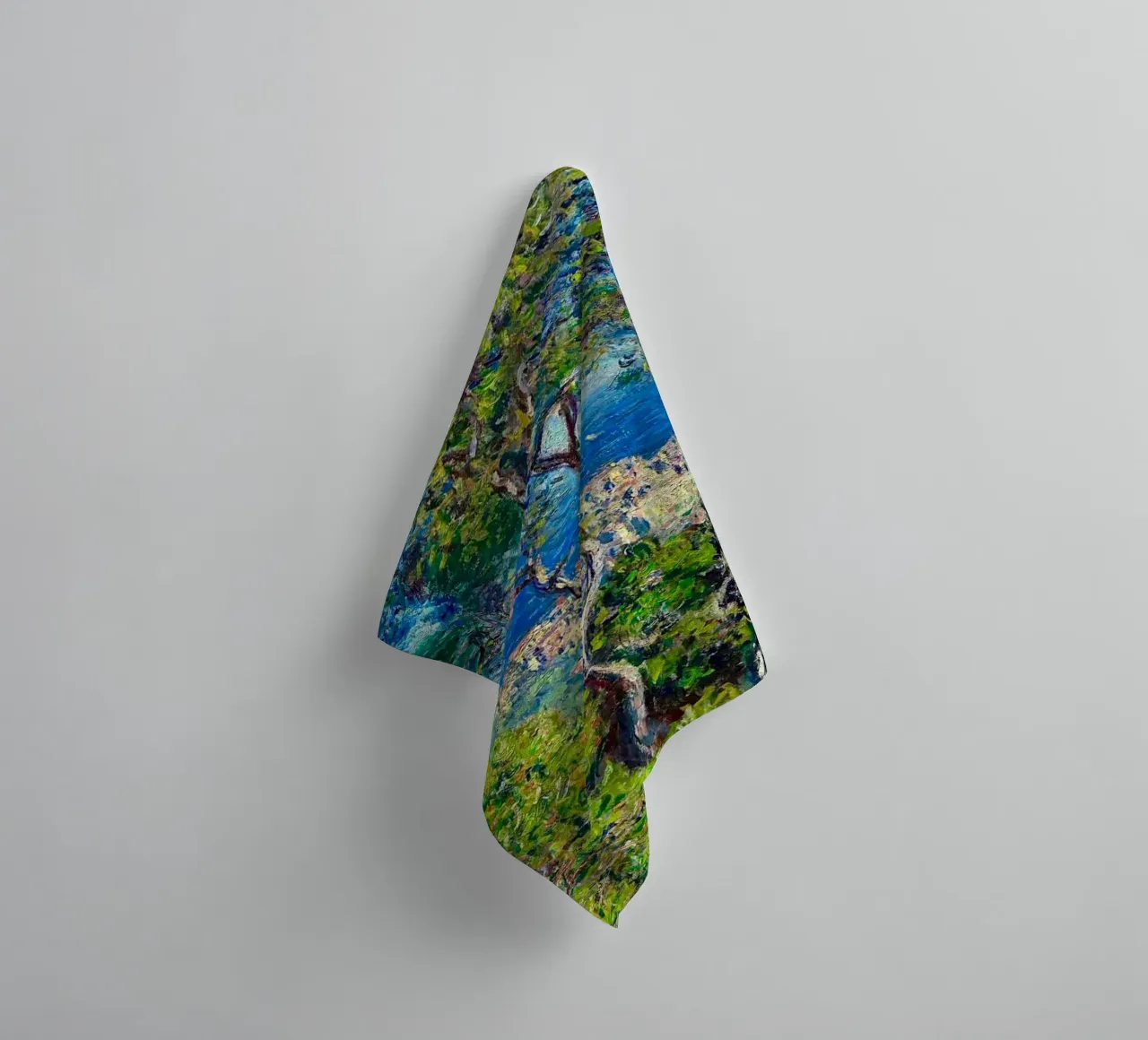 Vue des bâtiments d'un village au bord de la mer par Claude Monet serviette de bain de belong shop