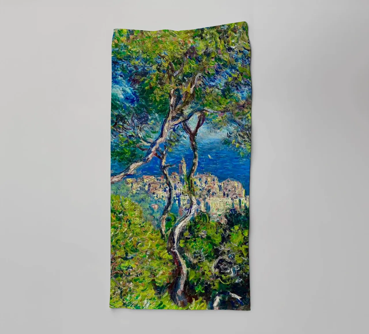 Vue des bâtiments d'un village au bord de la mer par Claude Monet serviette de bain de belong shop