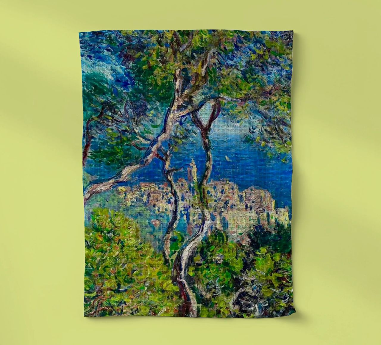 Vue des bâtiments d'un village au bord de la mer par Claude Monet torchon de belong shop