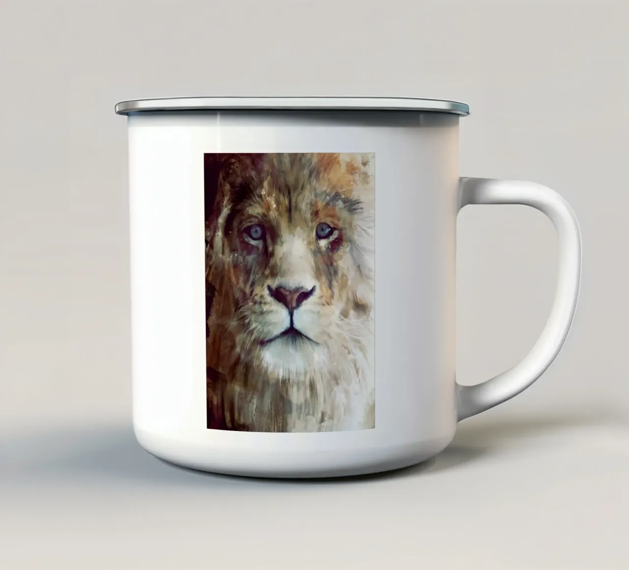 Gesicht mächtig Löwe amy hamilton Emaille Tasse von kbm store