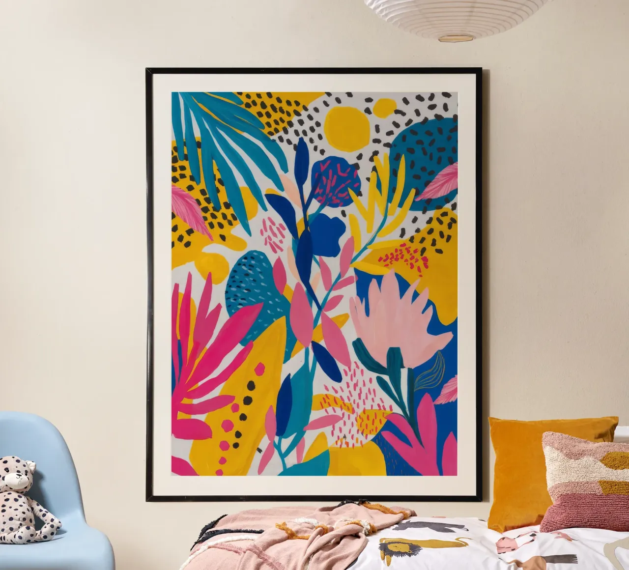 Fantasia di fioritura subacquea poster con telaio in legno da Zep Layers