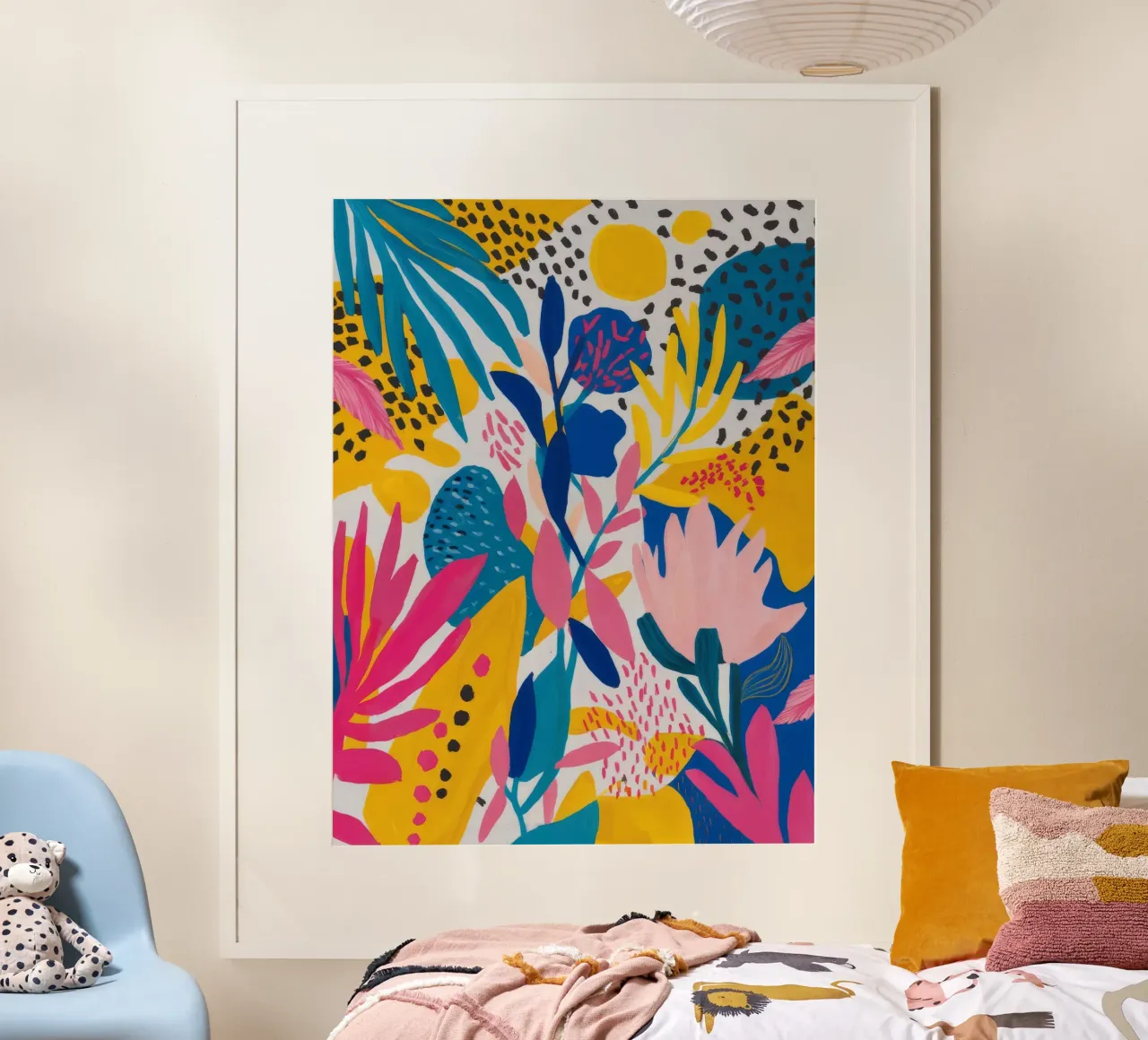 Fantasia di fioritura subacquea poster con telaio in legno da Zep Layers