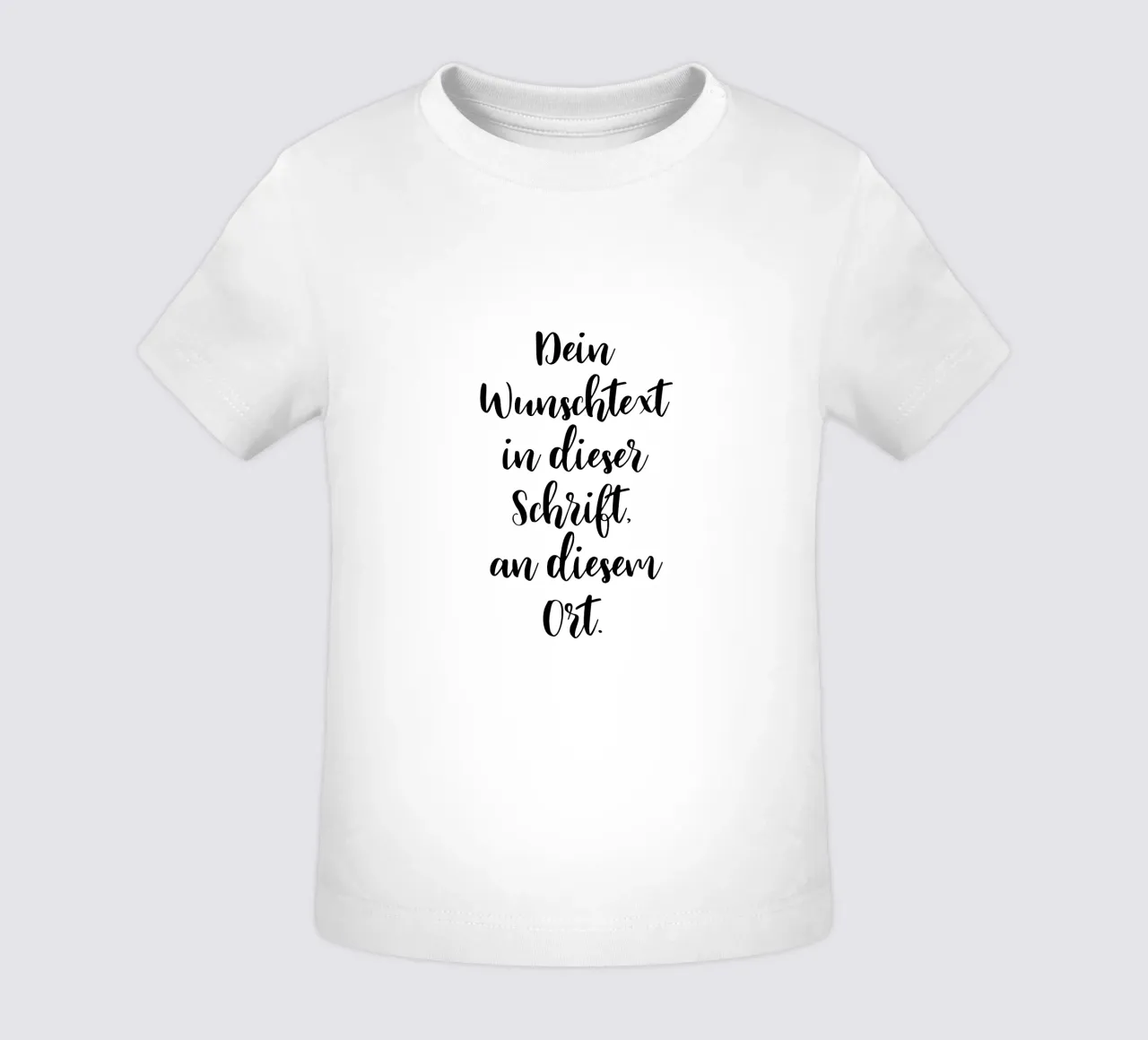 Wunschtext in schwarz weiß - Schreibschrift Baby T-Shirt von WORTSPIEL