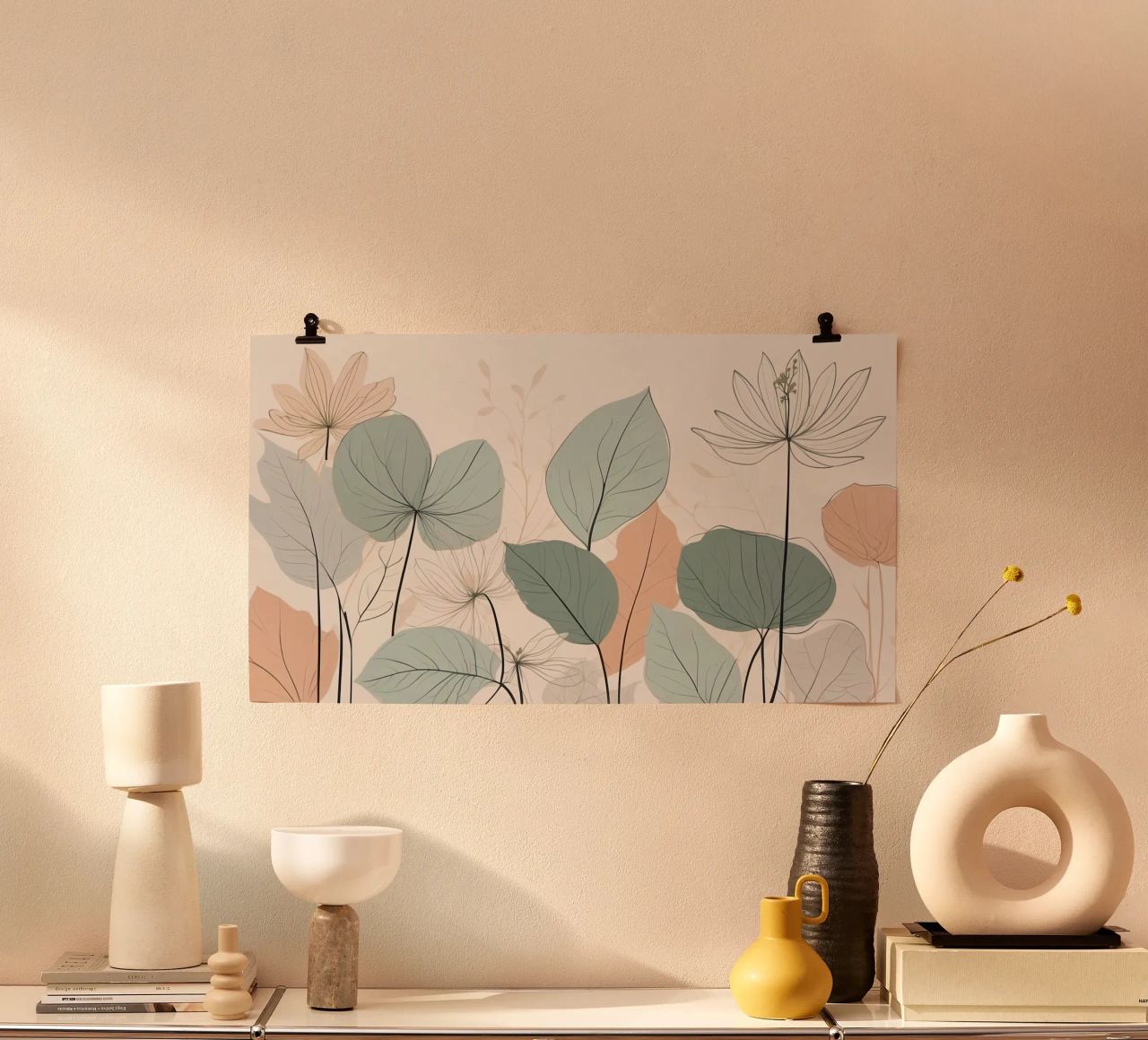 Illustration botanique douce et pastel de fleurs élégantes poster de DesignDoodle