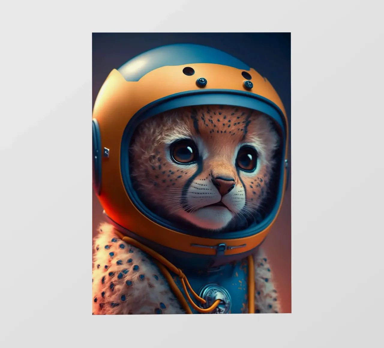 cheetah helmet spacesuit animal kitten big eyes cute space f backlit film by minerva santiago