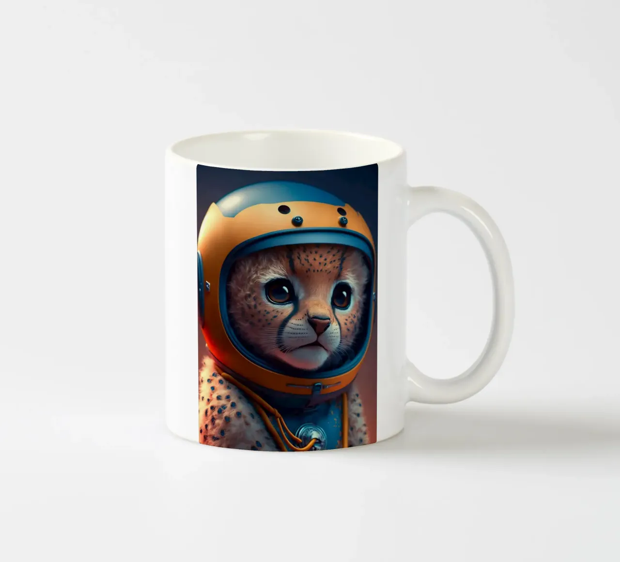 cheetah helm ruimtepak dier kitten grote ogen schattige ruimte f keramische mok van minerva santiago