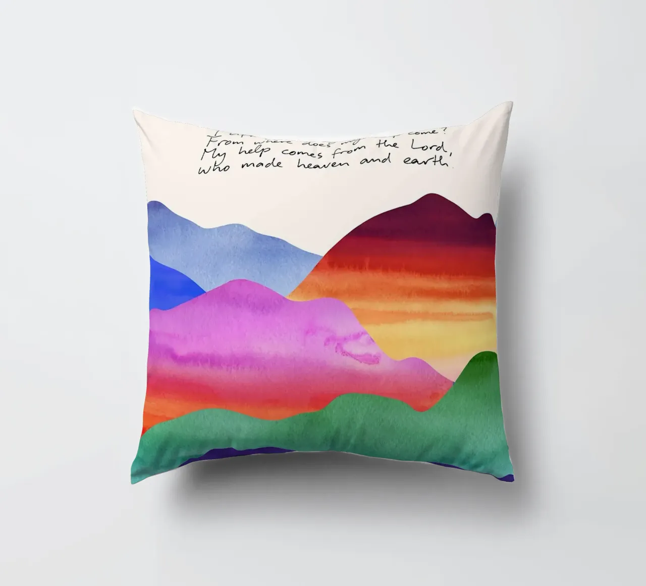 colline testo gradiente arcobaleno salmo preghiera religiosa cielo terre cuscino da minerva santiago