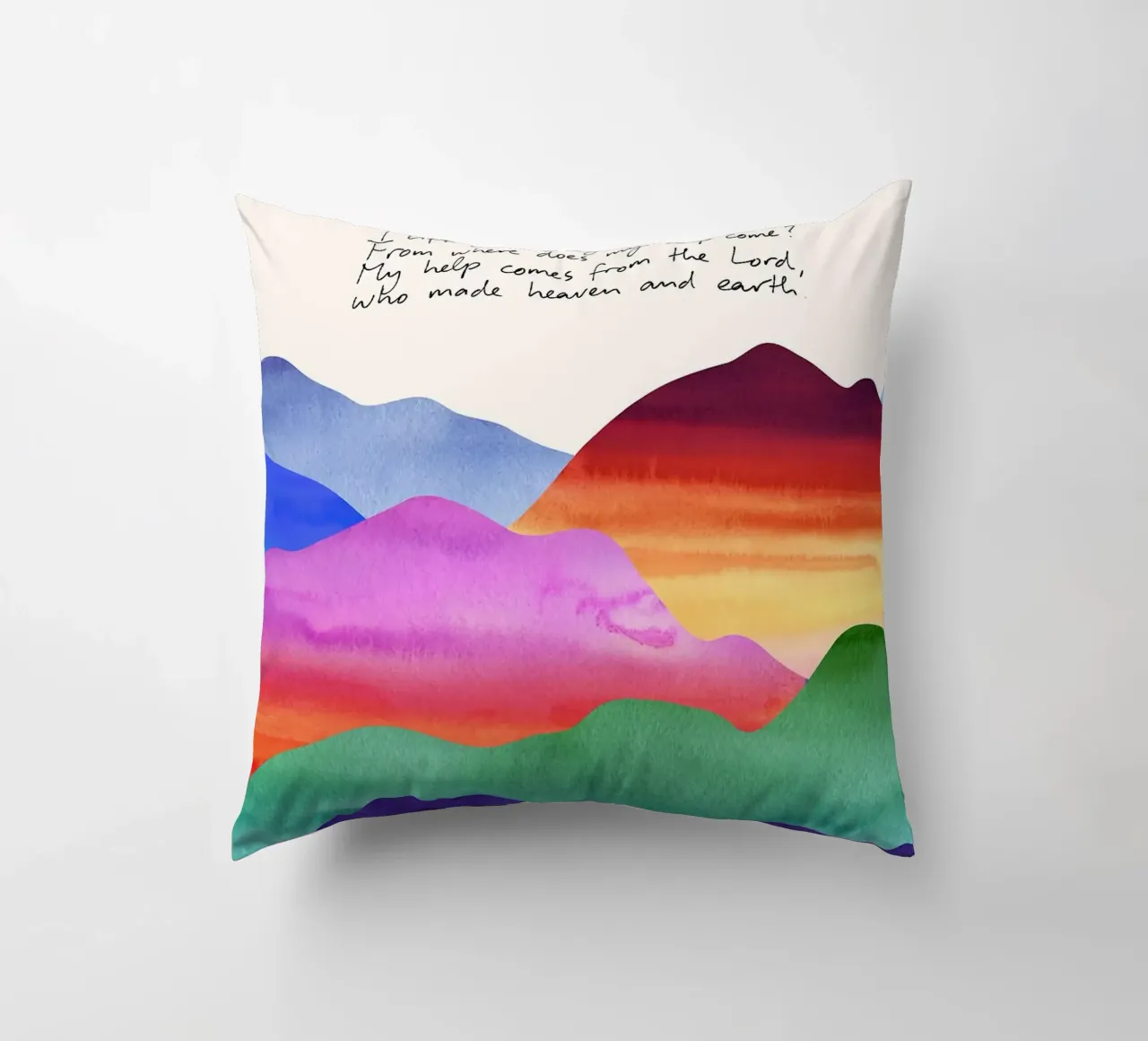 colline testo gradiente arcobaleno salmo preghiera religiosa cielo terre cuscino da minerva santiago
