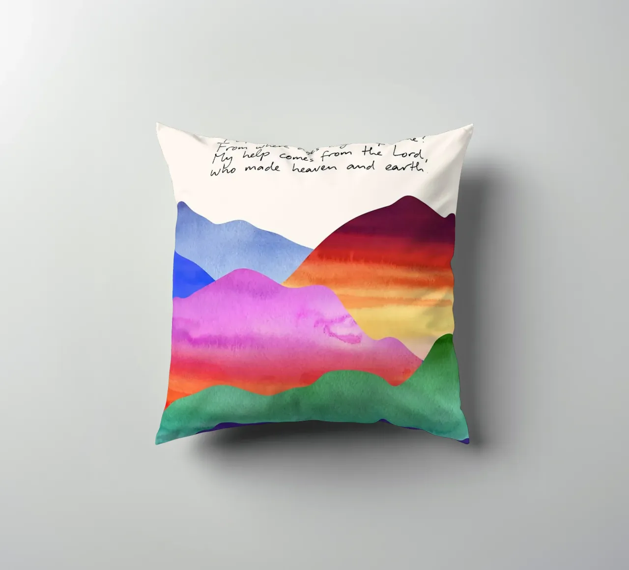 colline testo gradiente arcobaleno salmo preghiera religiosa cielo terre cuscino da minerva santiago
