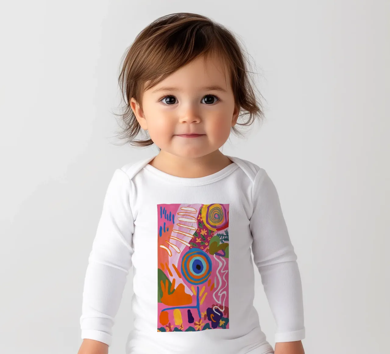 Cosmic Eye Bloom long-sleeve baby romper by Zep Layers